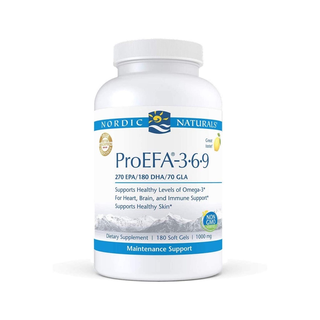 Nordic Naturals ProEFA 3-6-9、レモンフレーバー - 180 ソフトジェル - 565 mg Omega-3 - 追加GLAとEPA&DHA - ヘルシースキン、認知、およびポジティブム - 非GMO - 90 サービング