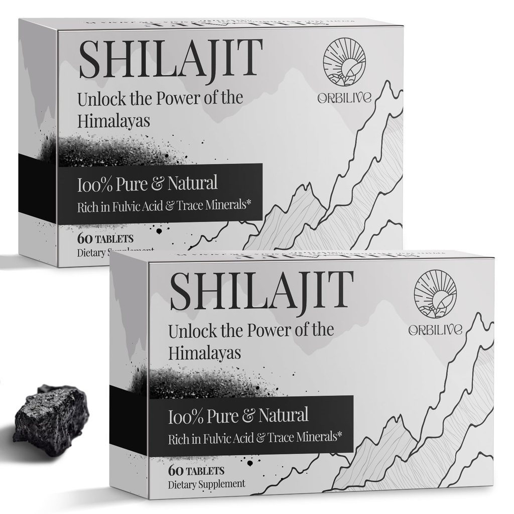 シラジット錠1000 MG、100%ヒマラヤオーガニック、シラジットサプリメントは、フルヴィク酸&85 +男性と女性のためのミネラルをトレース、エネルギー&免疫システム、120カウント