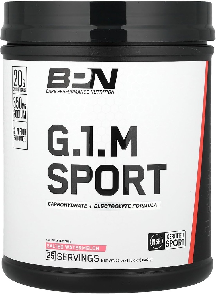 BARE PERFORMANCE NUTRITION, BPN G.1.M 行く 1 より多くのスポーツ, 持久力トレーニング燃料, 優れた炭水化物 & 電解液粉末式, 疲労を軽減, 塩水メロン, 25 サービング