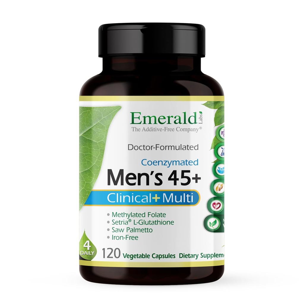 EMERALD LABSメンズ45 + 臨床マルチビタミン 包括的なサポート、骨と心の健康* - 男性45 +のために設計 - グルテンフリー&ベジタリアン - 120野菜カプセル(30日供給)