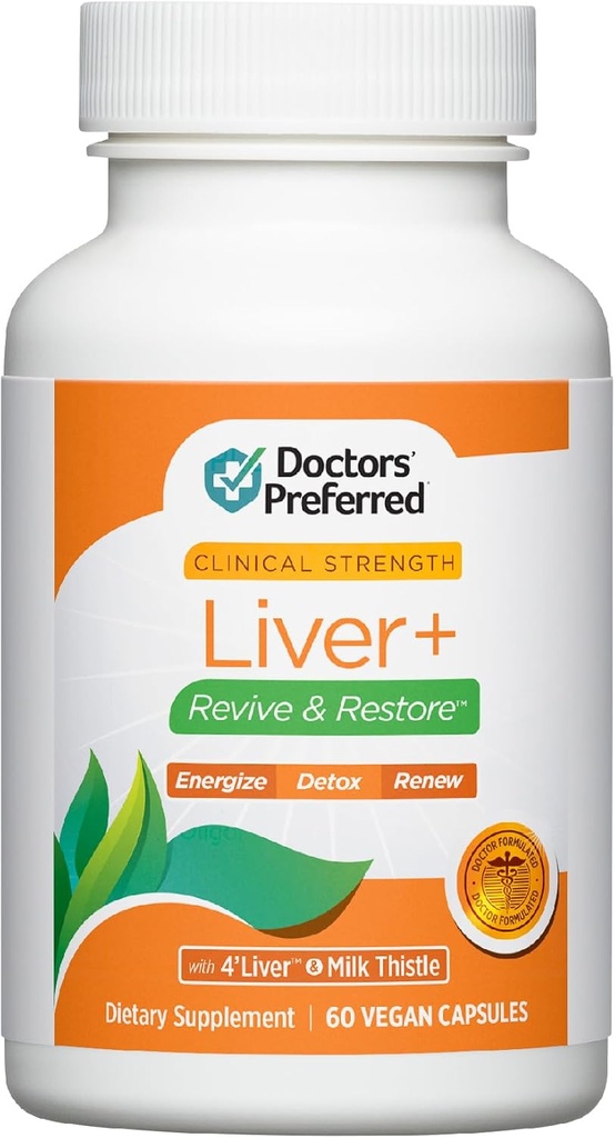 DOCTORS’ PREFERRED Liver+ Revive & Restore 10in-1フォーミュラと臨床的に検証された4'Liverとミルクアッテル_ 60カプセル