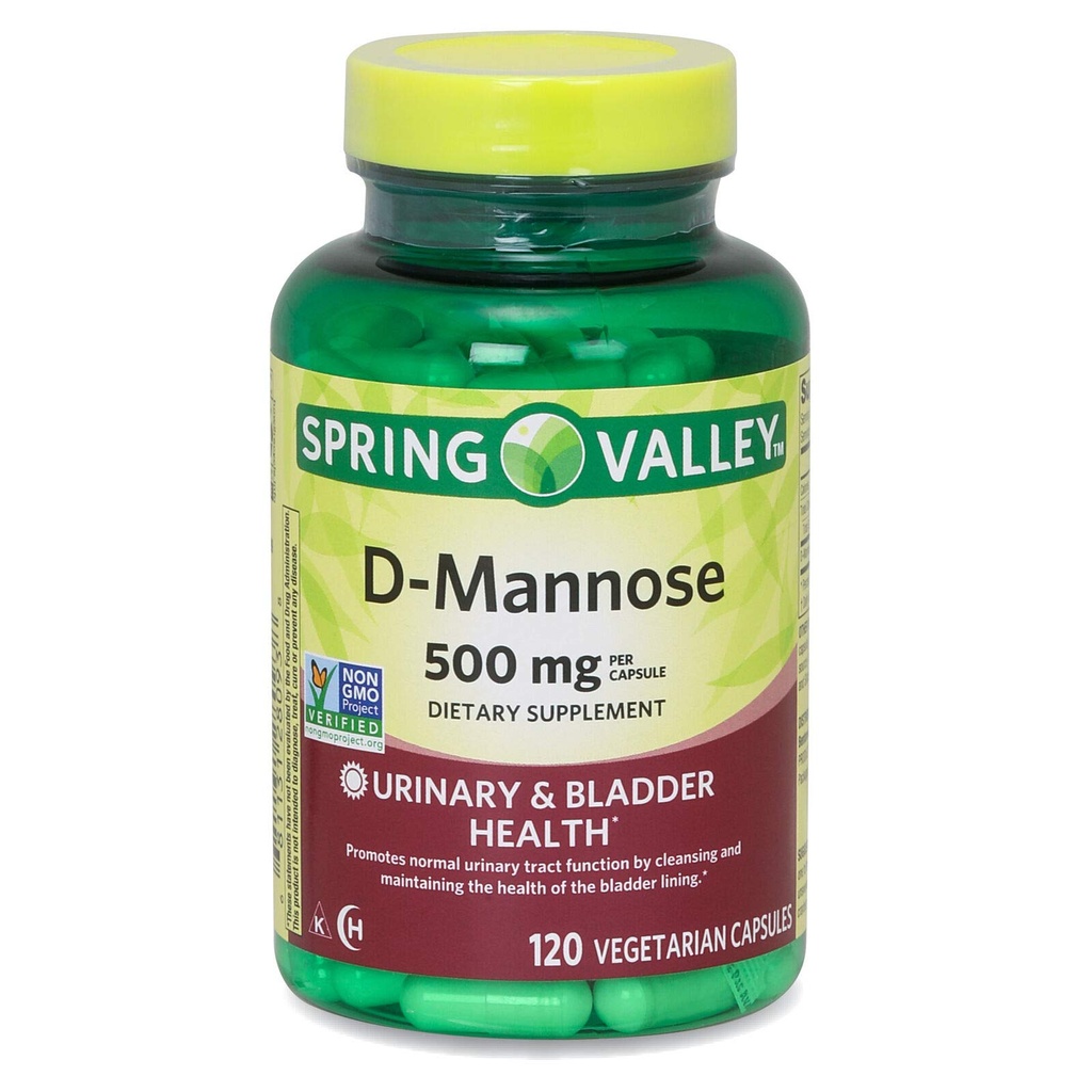 Spring Valley D-Mannose 500 mg Urinary Tract Bladder Health, 120 Capsules