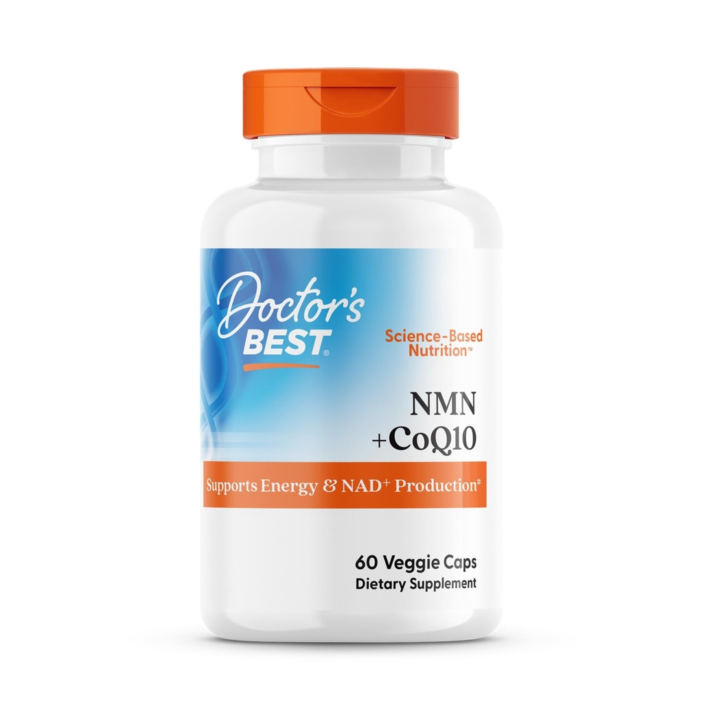 Doctor's Best NMN + CoQ10 Supplement, for Women & Men, Vegan, 60 Veg Caps