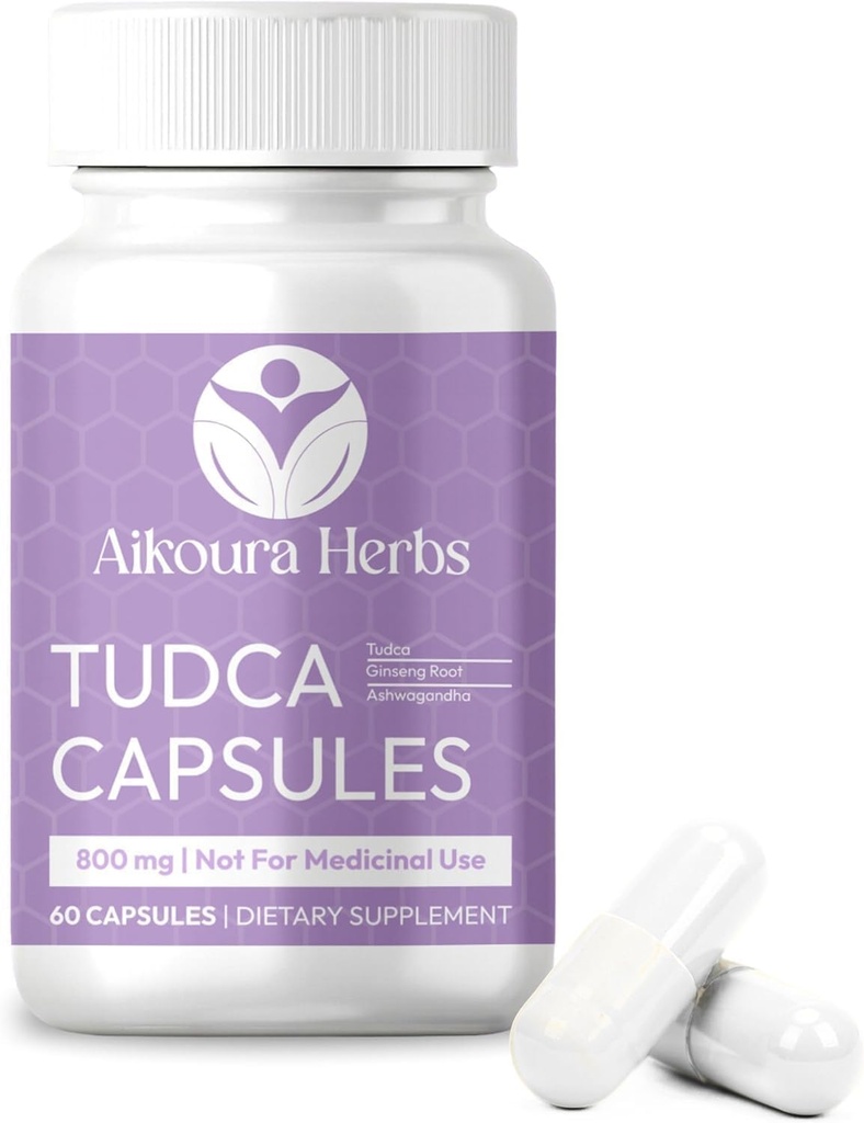 AIKOURA TUDCA 800mg – 肝臓サポートサプリメント – 60 ミルクのこの薬とビーガンカプセル, Ginseng & Ashwagandha – 腸 & 全体的な健康を促進する.