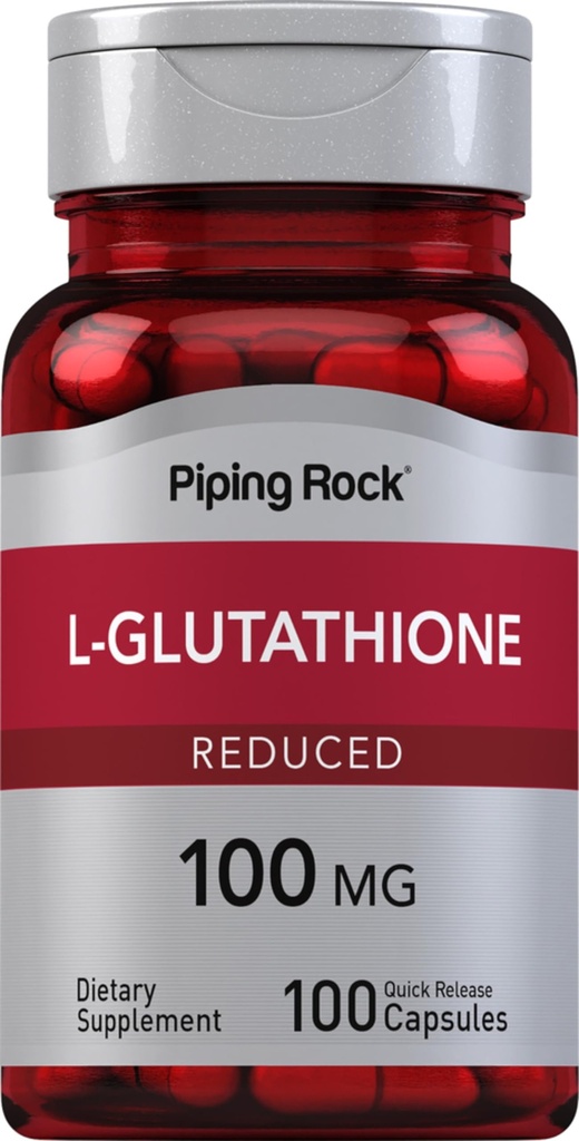 パイピングロックLグルタチオンサプリメント | 100mg | 100カプセル | 減らされた形態 | 非GMO、グルテンフリー