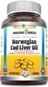 Amazing Omega Norwegian Cod Liver Oil (Omega-3, EPA/DHA) Supplement | 1000 Mg Per Serving | 120 Softgels | Orange Flavor | Non-GMO | Gluten-Free | Made in USA