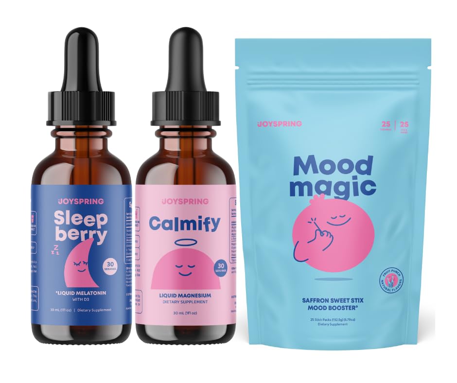 JoySpring SleepBerry 液体メラトニン、マグネシウムのクエン酸塩及びGlycinateの低下および子供のための気分のサフランのピクシー棒