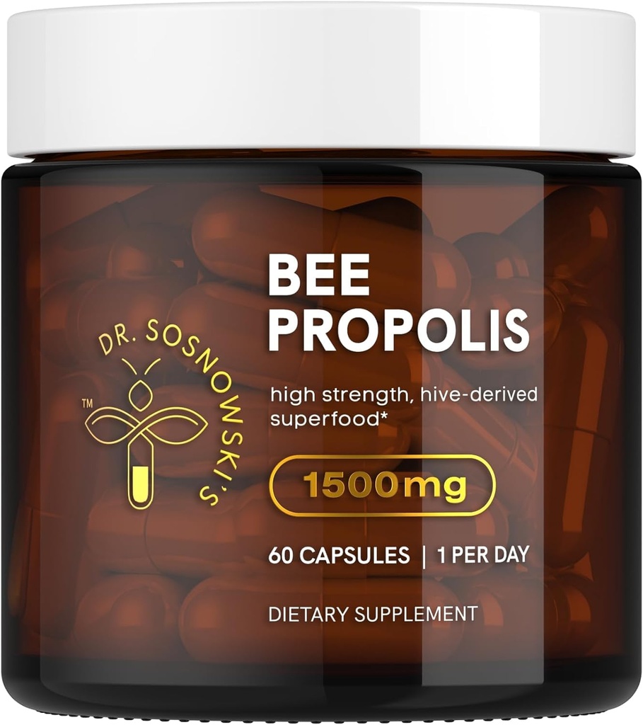 Sosnowskiの蜂のプロポリス | 1500mg 高効力 | Hive-derived Superfood, 野菜カプセル, 60カウント | 2ヶ月の供給