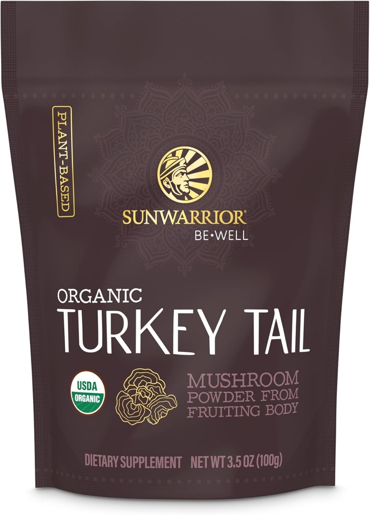 Sunwarrior Organic Turkey Tailmash Powder | トルコのマッシュルーム 免疫サポート | マイクロバイオム 腸の健康サポート | 50 摂食 100g 袋 | まあ