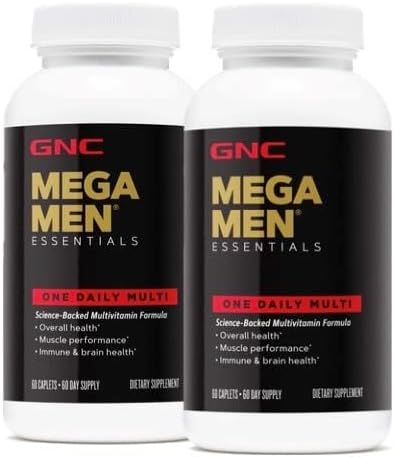 GNC Mega Men Essentials One Daily Multivitamin | Supports Overall Health and Muscle Performance | Twin Pack (2 x 60 Count)