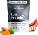 Sproutリビング, Epic Protein, 植物ベースのたんぱく質 & スーパーフードパウダー, リアルスポーツ | 24グラムオーガニックプロテインパウダー, 回復, ビーガン, 非乳製品, 非GMO, グルテンフリー, 低砂糖 (1ポンド, 12 サービング)