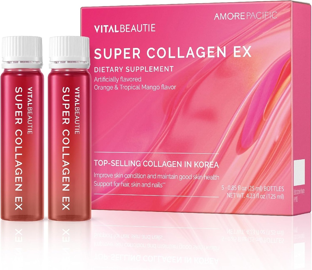 VITALBEAUTIEスーパーコラーゲンEX(液状マリンコラーゲン)、ビタミンC、ヒアルロン酸、AMOREPACIFIC韓国スキンケアによるLグルタチオン - 5サービング