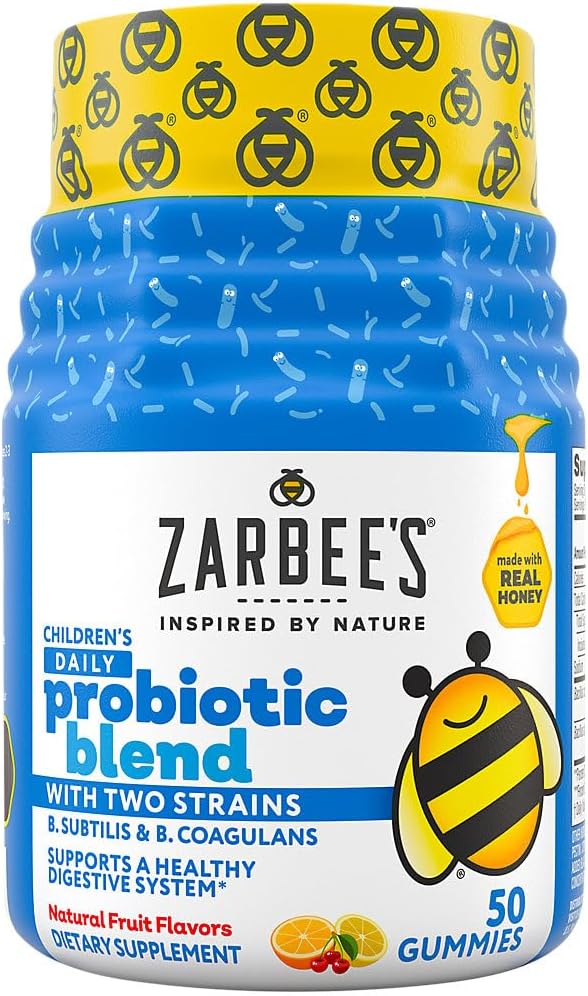 Zarbee's Kid's Daily Probiotic Blend Gummies with 2 Strains for Digestive Support; Easy To Chew; Gluten-Free & Drug-Free; Ages 2+; ナチュラルフルーツ味; 50 カウント