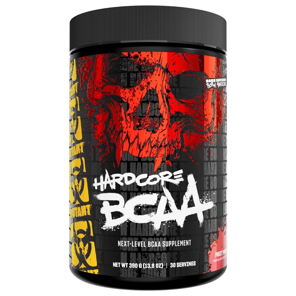 Mutant ハードコア BCAA - プレ, イントラまたはポストワークアウト - BCAA 次級分岐鎖アミノ酸サプリメント - 水分補給 + 回復 - 30 サービング - フルーツパンチ