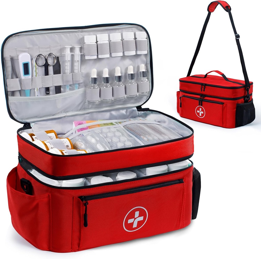 BAGSFY Travel Medicine Bag Organizer, Medical Bag Empty, Pill Bottle Organizer for Home, Large Medication Storage, Travel Carrying Case First Aid Kit Bags Empty, Emergency Kit.