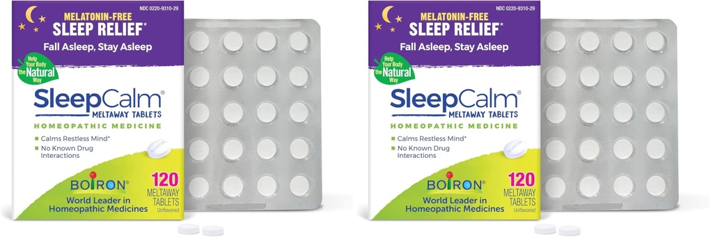 Boiron SleepCalmは、深層、回復、夜眠りのための睡眠補助金を錠剤にします - Melatonin-Freeと非習慣形成 -、120カウント(パッケージ2)
