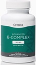 Omax3 ビタミン B 複合体 50MG バイオチン | 強力で光沢のある髪、肌の爪、サポートストレス、免疫、エネルギー代謝、90 カプセル