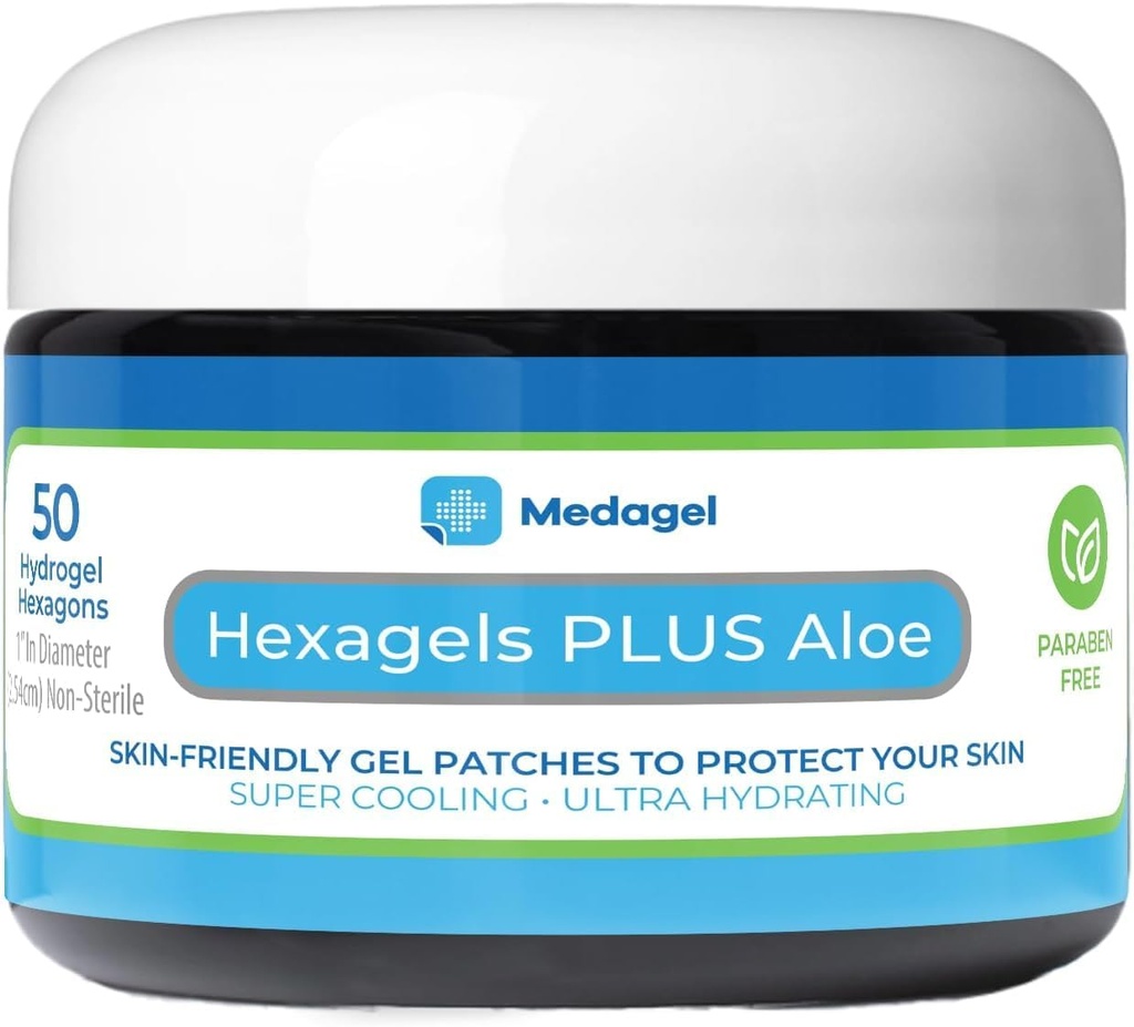 Hexagelsプラスアロエベラ - ブリスター防止&ソーシングバーンケアのための高度なヒーリングハイドロゲルパッド - フット、ヒール、トー、&アンクル保護、50のパック、メダゲル、パラベンフリーフォーミュラ