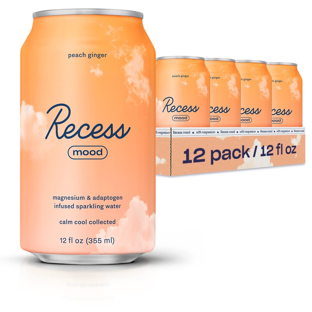 凹型マグネシウム&アダプトゲンドリンク、リラクゼーション飲料、12オンス(ピーチジンジャー、12パック)