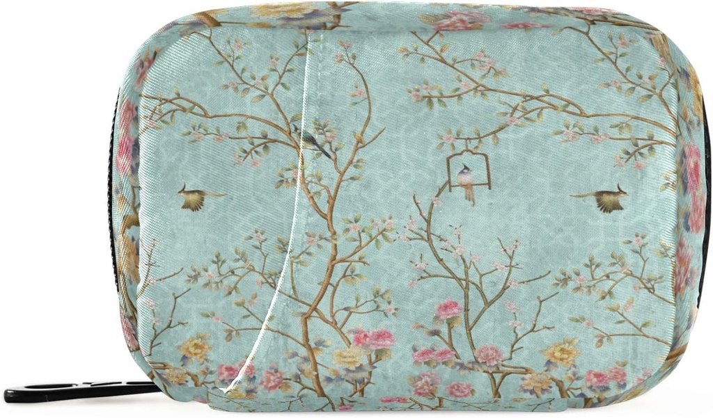 ピルケースフラワーバードピルボックス7日ピルケースバッグ旅行ピルオルガナイザーバッグジッパーポータブルウィークリーケースビタミンサプリメントホルダーのためのコンパクトサイズ