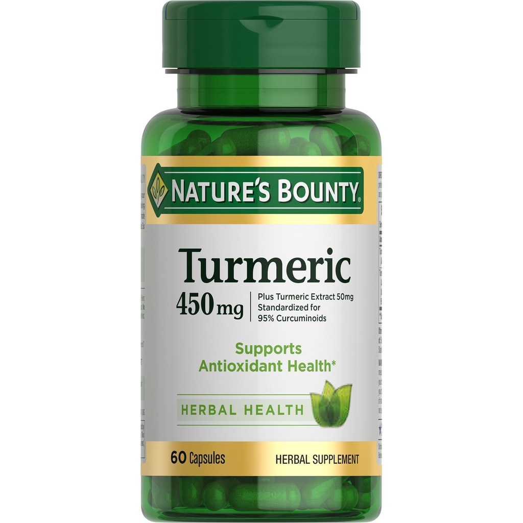 Nature's Bountyのタービン カプセル、植物ベースの酸化防止剤、450 Mg、60 Ctの草の補足