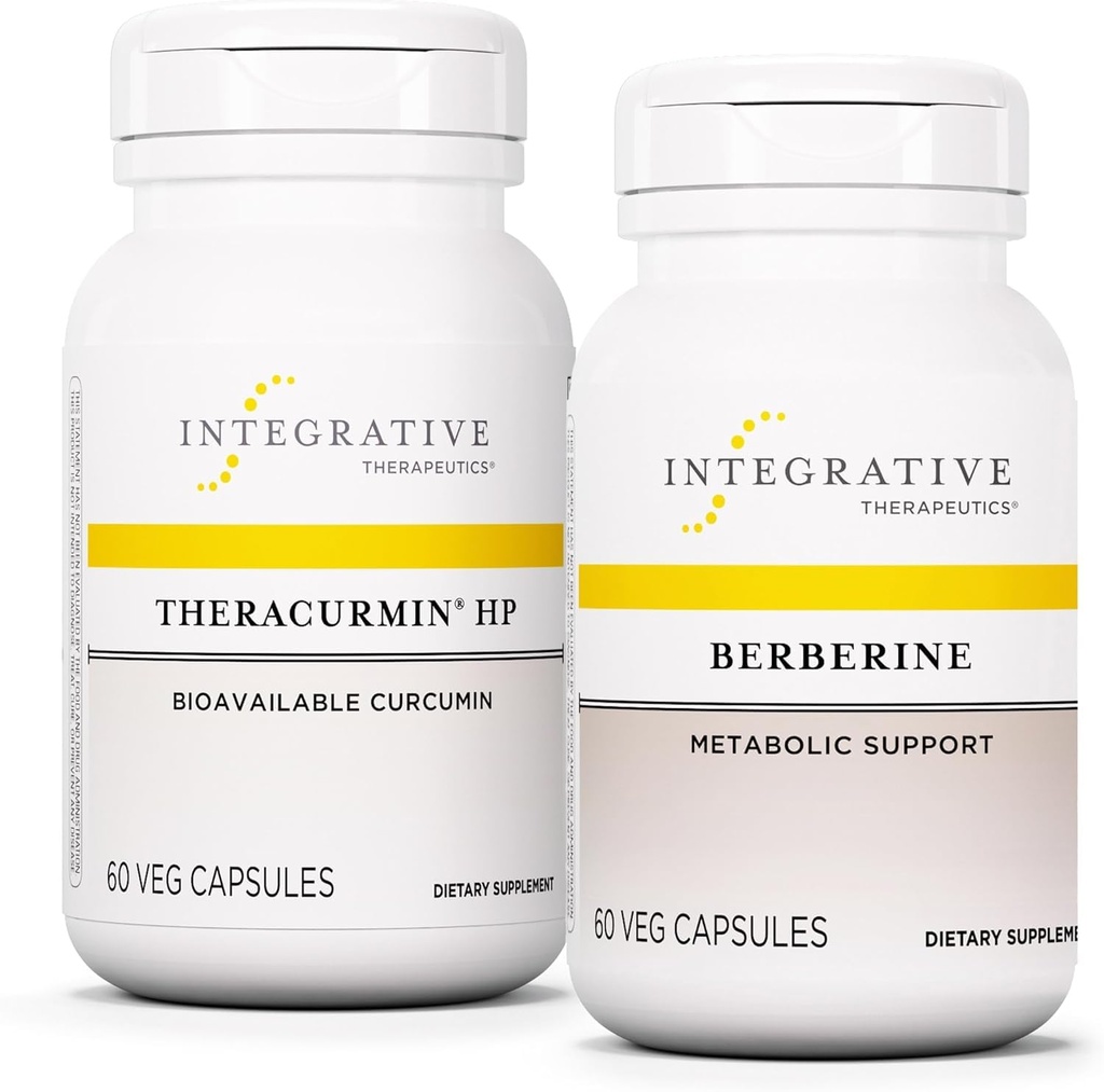 Berberine、60カプセル&Theracurmin HP、60カプセルと一体型治療バンドル - メタボリックサポートのためのベルベリン* - 27倍のバイオ利用できる*