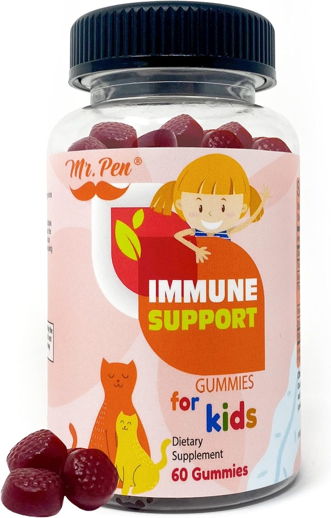 Mr. Pen Elderberry Vitamin C Zinc Gummies for Kids | 60 Count | 2 Month Supply | 4+ Years, Immune Support Gummies, Low Sugar, Non- GMO, Vegan, Gluten Free, Pectin Chews
