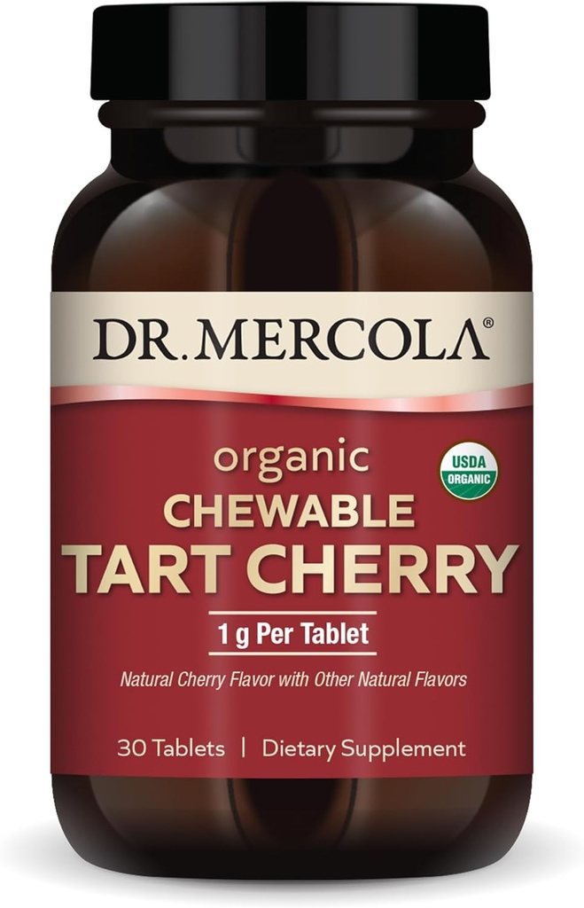 Mercola Organic Chewable Tart Cherry博士(30カプセル)、非GMO、グルテンフリー、大豆フリー