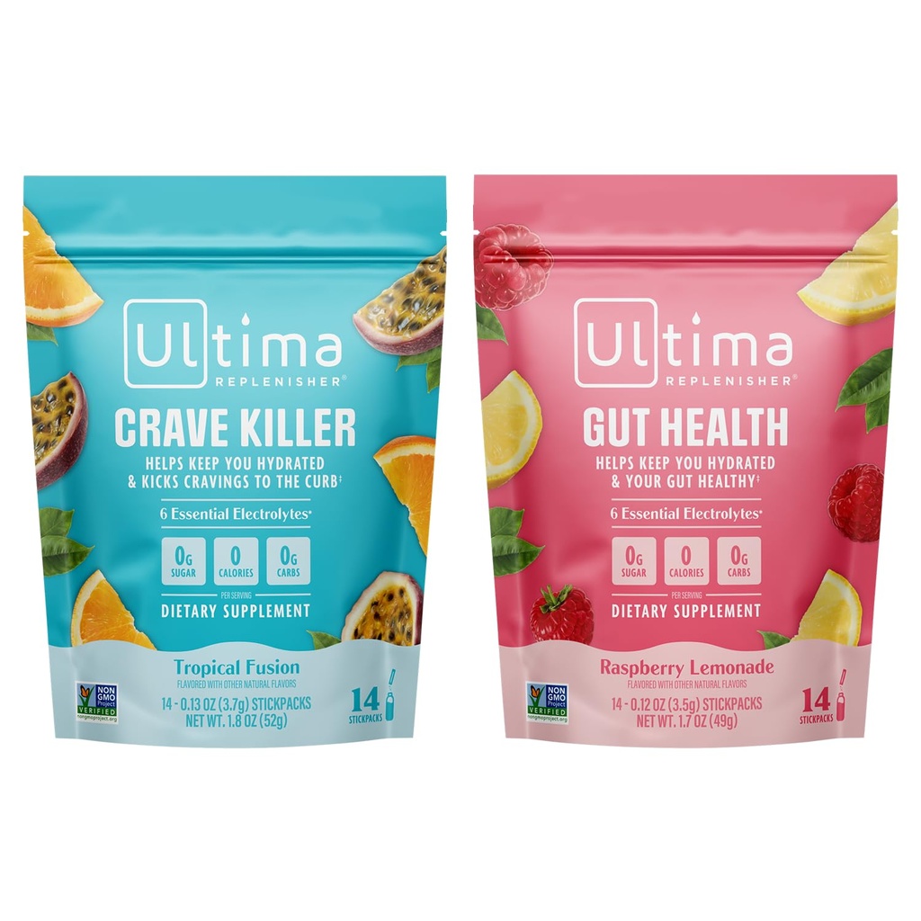Ultima Replenisher Electrolyteパウダードリンクミックスバンドル – 砂糖フリー – クレーブキラーとグットヘルス, 14 スティックパック – 6 電解液とミネラル – ケトフレンドリー, 完全菜食主義者の, GMO非