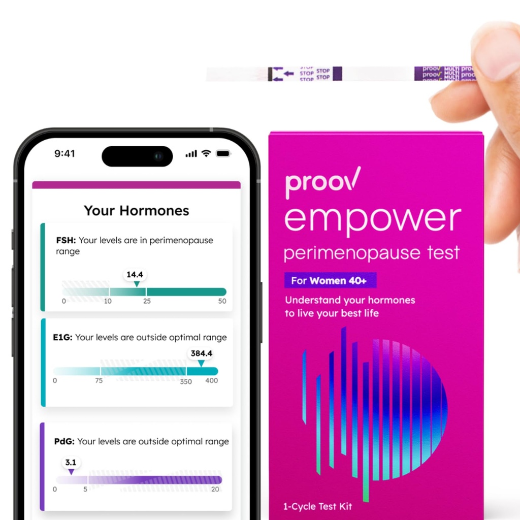 Proov - 女性用30-40 + - あなたのホルモンバランスと浸透停止段階 - 測定FSH、LH、エストロゲン&プロゲステロン - 1サイクルテストキット