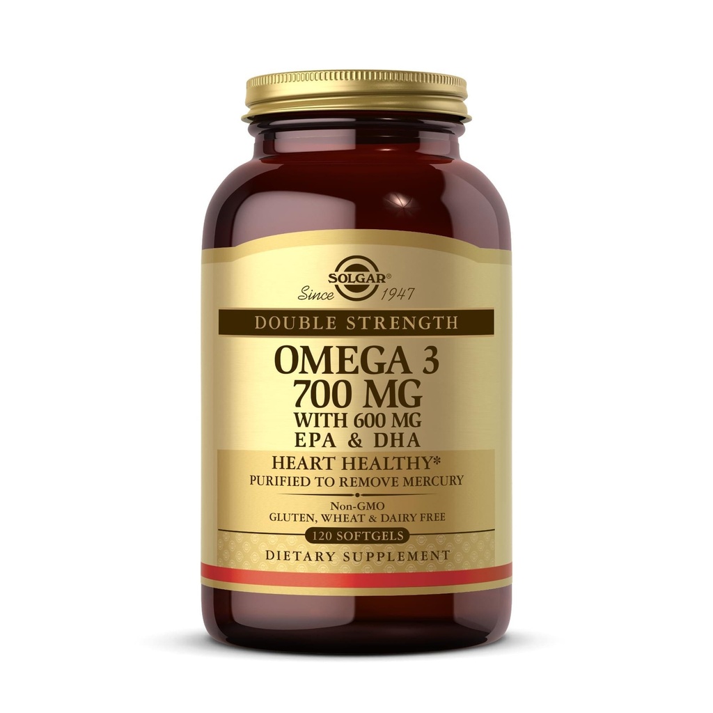 ソルガーダブル強度オメガ-3 700 mg、120 Softgels - フィッシュオイルサプリメント - 心血管、関節と細胞の健康のためのサポート - EPAとDHAオメガ3脂肪酸 - グルテンフリーグルテン - 120のサービングが含まれています