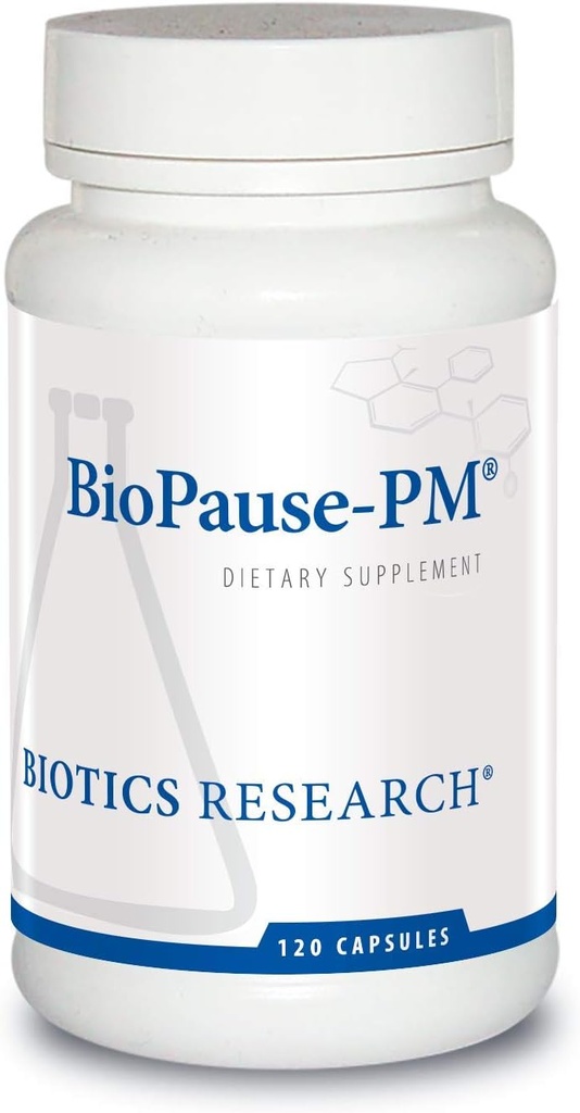 Biotics Research BioPause PM Night Time Menopausal Support Hormonal Balance、Black Cohosh、Lemon Balm、Passionflower、リラクゼーションとカルムを促進し、Circuadian Rhythms、Leekly 120Capsを規制