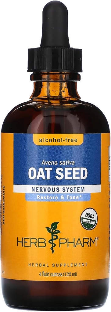 Herb Pharmは、Nervousシステムサポートのための有機アルコールフリーオアットシードグリセライトを認定 - 4オウンス