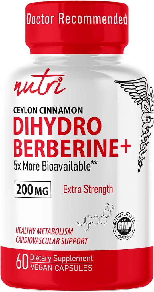 Nature's Fusions Dihydroberine Supplement 200mg 60カプセル - Ceylon Cinnamon、5Xより有効な通常のBerberine HCL - Nutriサプリメント