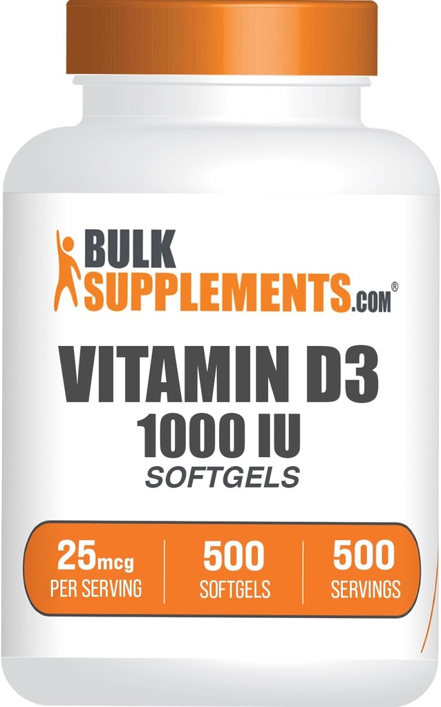 BulkSupplements.comビタミンD3 1000IU Softgels - Cholecalciferol、D3サプリメント、ビタミンD 1000 IU - 1ビタミンD3 Softgel(ビタミンDの25mcg)、500カウント(パッケージ1)