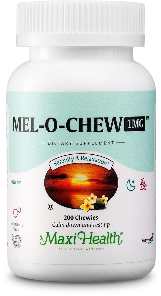Maxi Health 1mg Melatonin Chewables - 大人 & キッズ Melatonin から 摂食 自然 睡眠 – ノンハビット フォーミング コザール 睡眠 サプリメント と 酵素 による 迅速な行動 サポート (200 単位)