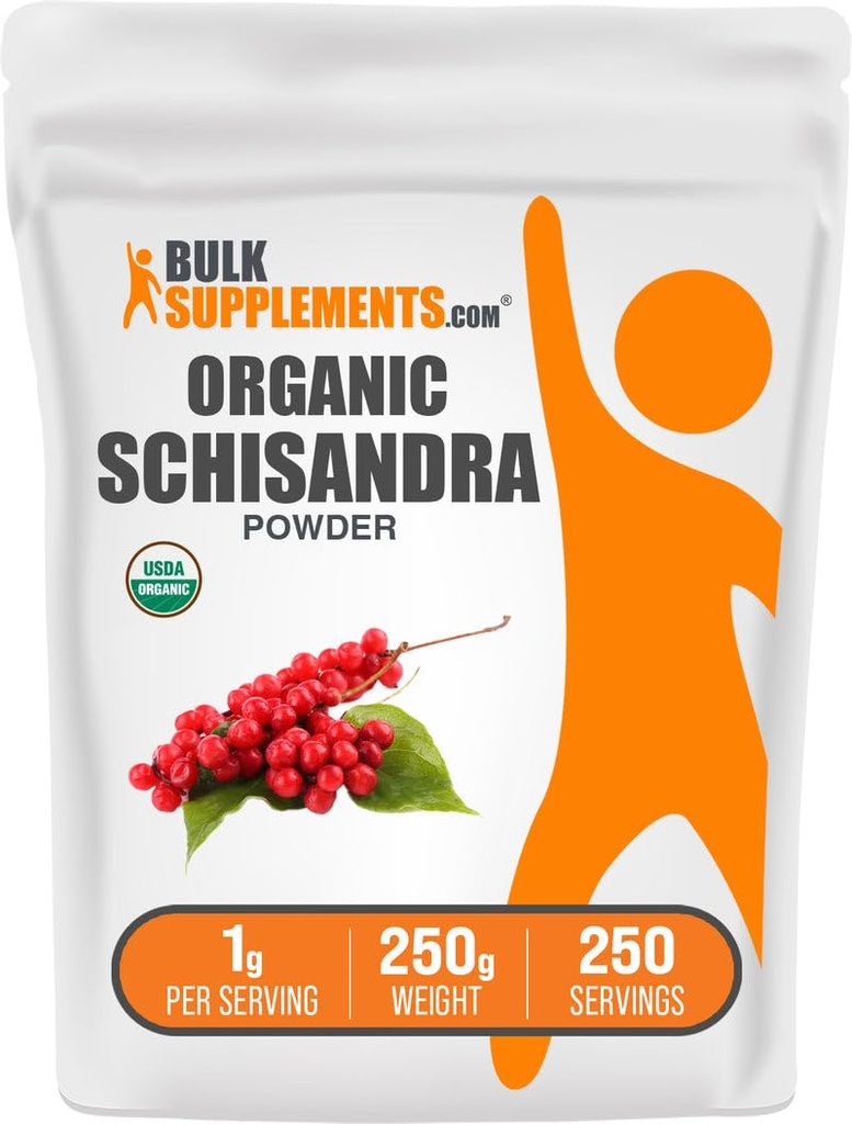BulkSupplements.comオーガニックシサンドラパウダー - オーガニックシサンドラサプリメント、シサンドラベリー - グルテンフリー - サービングあたり1g、250g(8.8オンス)(パッケージ1)