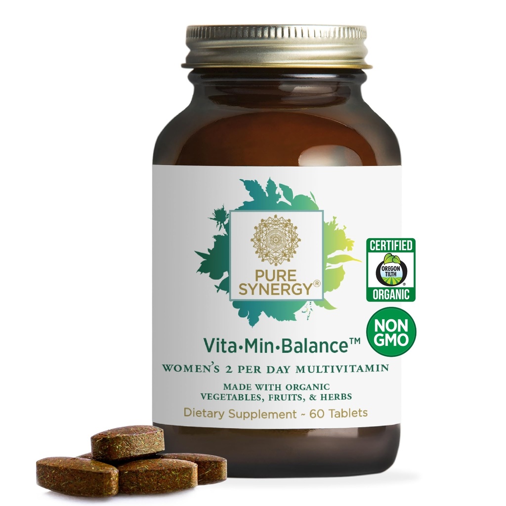 PURE SYNERGY Vita・Min・Balance | アイアンで女性のためのマルチビタミン | オーガニック食品で作られた女性の毎日のマルチビタミン | バランスの取れたエネルギーとストレスサポート(60錠)