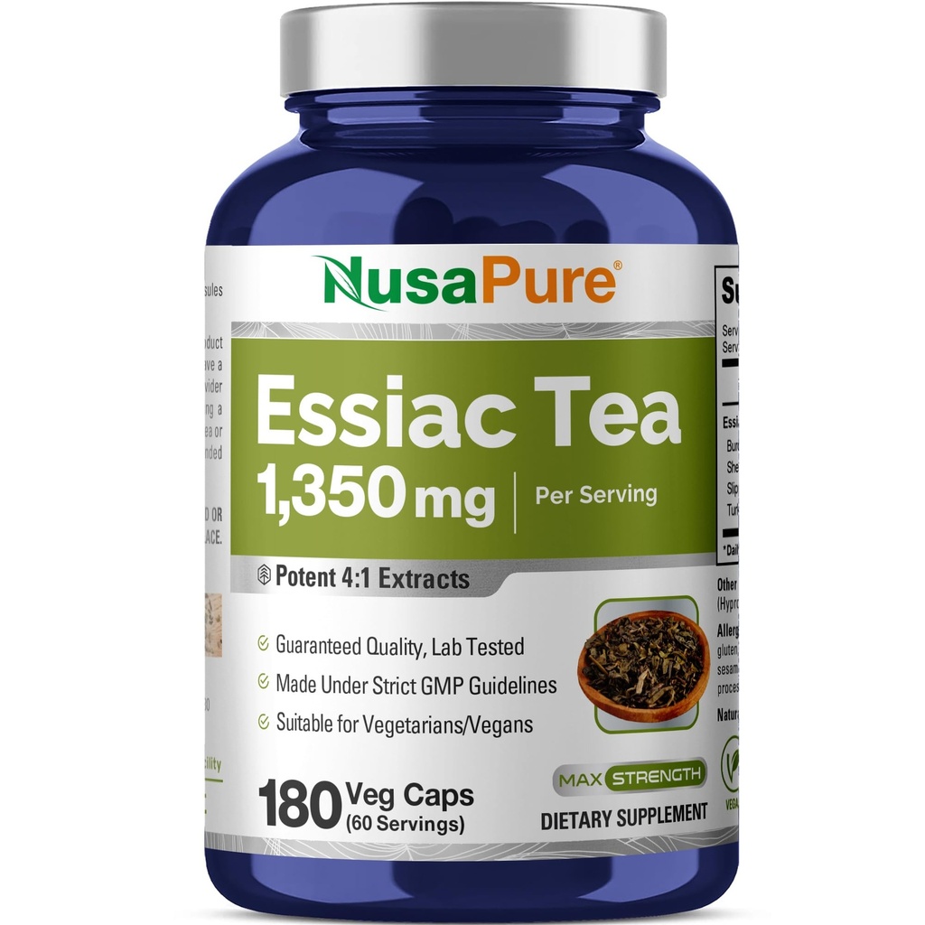 NusaPure Essiac 茶 1350 の mg 180 Veggie の帽子(ベジタリアン、非 GMO)