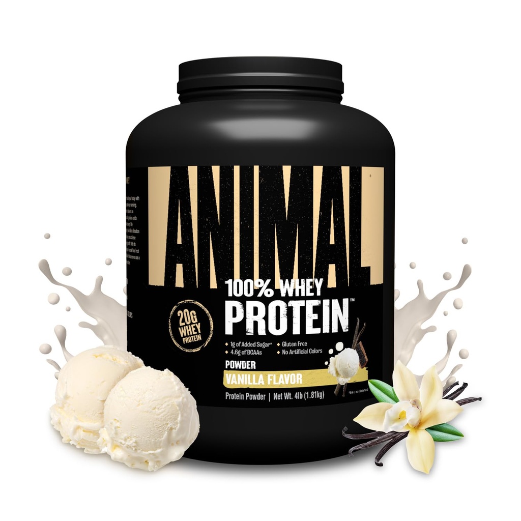 動物 100% の乳清蛋白質の粉–プレワークアウトかポストのワークアウト、回復、または BCAA の分岐させたチェーン アミノの酸とのいつでも低い砂糖の蛋白質のブーストの食事の取り替え–バニラ、4 ポンドのための乳液