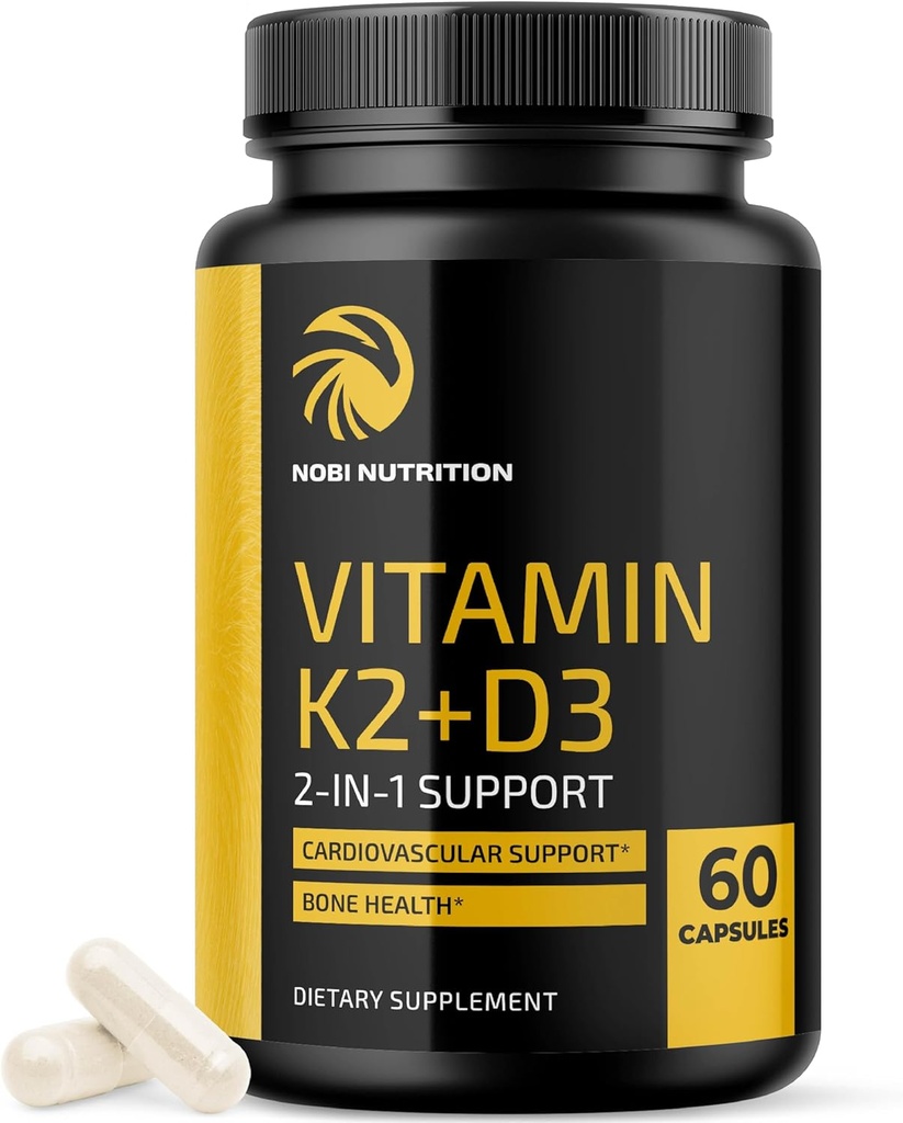 ビタミンD3 K2 5000 IU、免疫システム、強力な骨と歯のサポート | Vit D3 125mcg、ビタミンK2 MK7 100mcg、カルシウム210mg&BioPerine | 3rd-Party Tested、非GMO | 60カプセル(2ヶ月の供給)