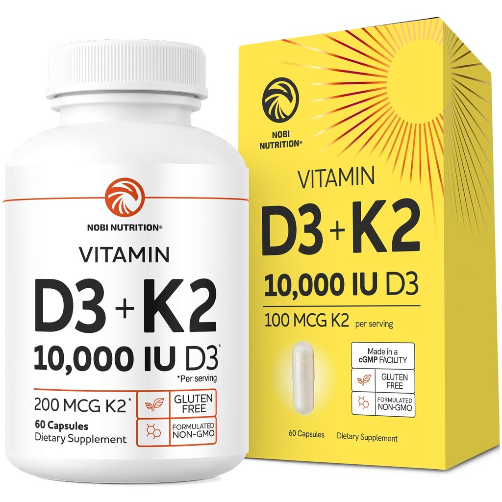 ビタミンD3 K2 5000 IU、免疫システム、強力な骨と歯のサポート | Vit D3 125mcg、ビタミンK2 MK7 100mcg、カルシウム210mg&BioPerine | 3rd-Party Tested、非GMO | 60カプセル(2ヶ月の供給)