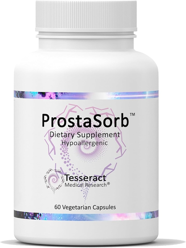 Tesseract ProstaSorb, Prostate Supplements for Men with Saw Palmetto, Pygeum and Pumpkin, Supports Healthy Prostate Function, Bladder Emptying, Urinary Flow, Gluten Free, 60 Vegetarian Capsules
