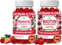 Lunakai PrenatalとBiotin Gummiesバンドル - 鉄と葉酸の妊娠マルチビタミンGummy - ビタミンCとE - 30日の供給と髪の皮膚と爪の成長サプリメント