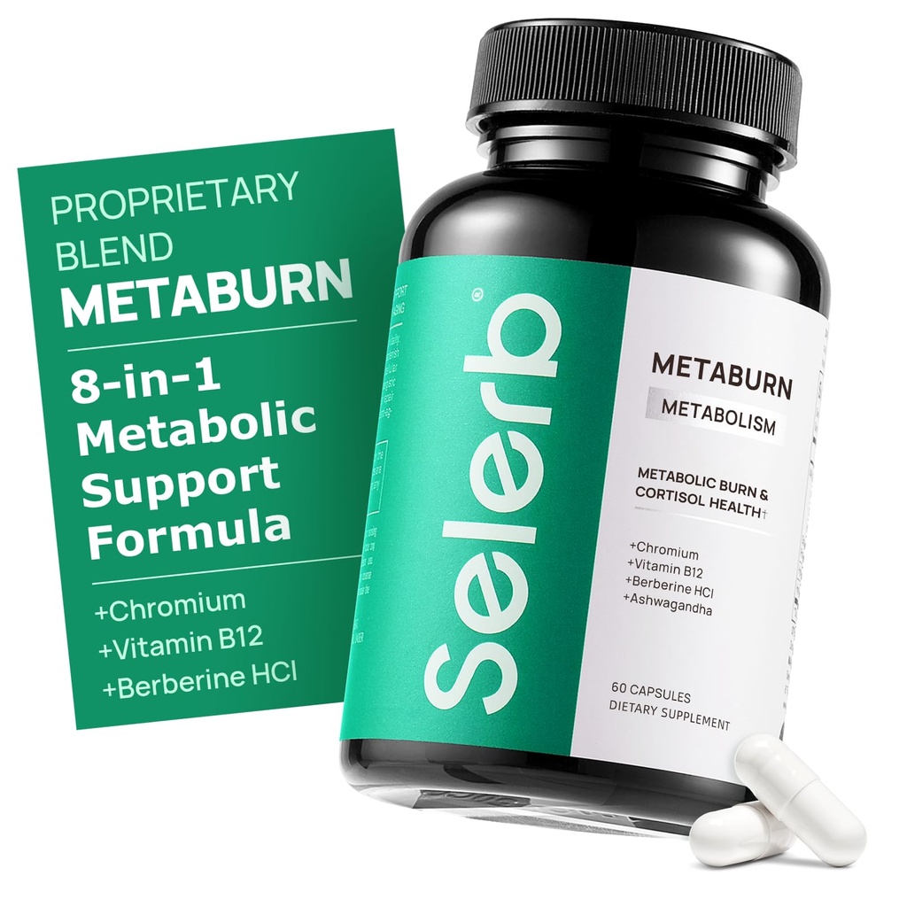 SelerbのMetaburnの女性の及び人のための減量の丸薬 - 食欲抑制剤及び脂肪バーナー、Berberine、クロム、緑茶及びB12-60のカプセルが付いているMetabolismサポート減量の補足