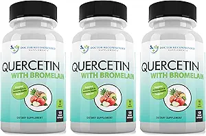 Quercetin 800mg w/Bromelain 165mg per サービング- 120 Veggie Capsules-Full 60 Day Supply、ビタミンサプリメント、Bioflavonoid、グルテンフリー、非GMO(パック3)