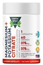 マグネシウムのクエン酸塩+カリウム60の優れたビーガンカプセル(Citrate 375 mg)+ (375mgのカリウム)非GMOのグルテンフリー-米国で作られた高い吸収の補足