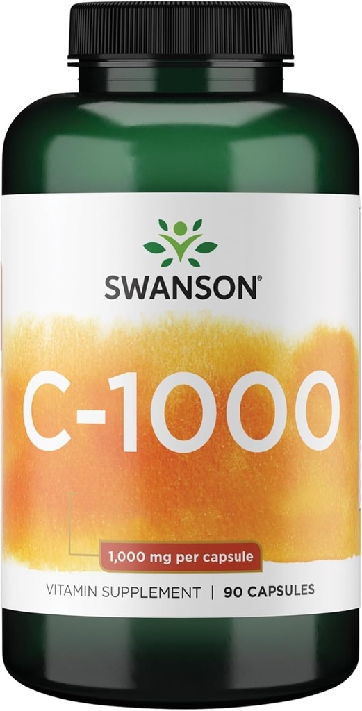 Swanson ビタミン C w/ローズ HIPS - 皮膚の健康を促進するハーブサプリメント, 心臓の健康 & 免疫システム サポート - 自然処方プロテクション & ウェルネス - (90 カプセル, 1000 mg 各)