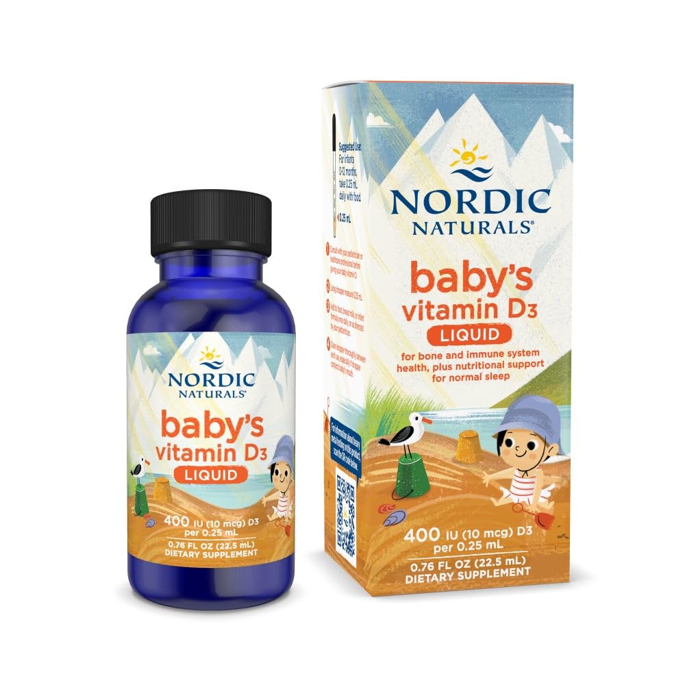 ノルディックナチュラルズ 赤ちゃんのビタミンD3、非風味 - 0.76オンス - 400 IUビタミンD3 - ヘルシーボン、免疫システムサポート、通常の睡眠リズム - 非GMO、認定ベジタリアン - 90サービング