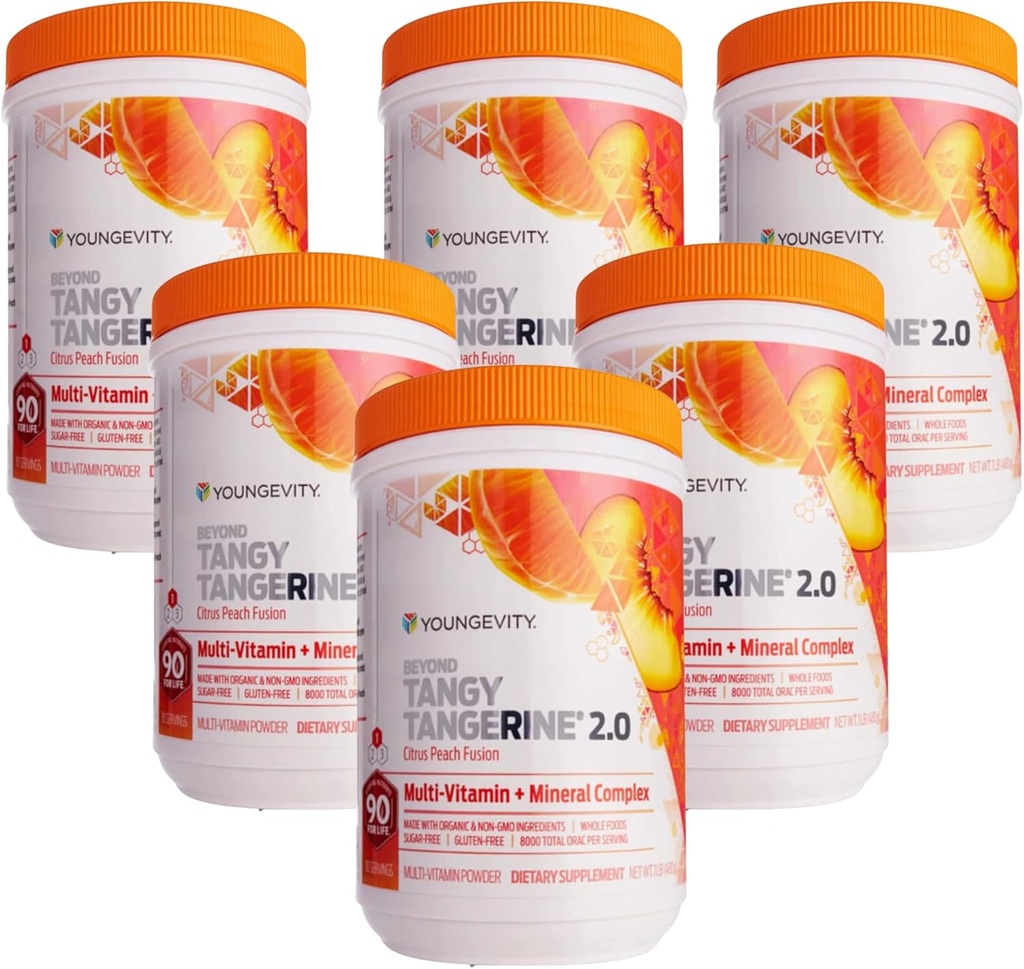 タンジー・タンジェリン2.0シトラスピーチフュージョンマルチビタミン&ミネラルコンプレックスを超えて若々しい - 天然&全食品で作られた | 8,000 Orac(6パック)